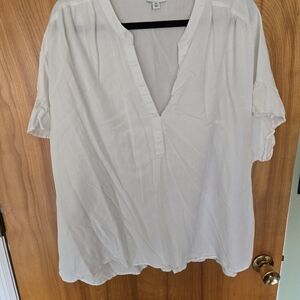 Crown & Ivy White Ruffle Sleeve Blouse